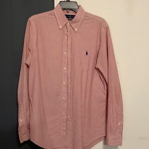 Ralph Lauren red and white striped button down shirt.